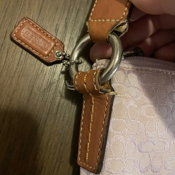 COACH Z SOHO LILAC/ ORCHID JACQUARD WITH TAN LEATHER TRIM CROSS BODY BAG - Picture 7 of 16